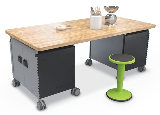 MooreCo Compass Double Cabinet Teacher Workstation.