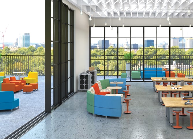 outdoor classroom with MooreCo outdoor soft seating
