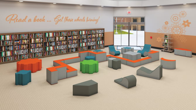 MooreCo All Foam Soft Seating in School Library Media Center