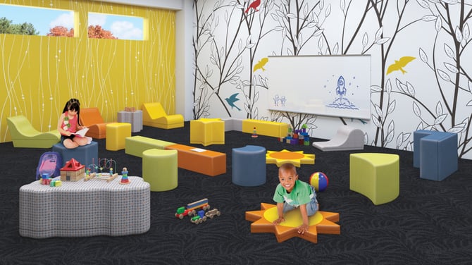 elementary classroom with MooreCo all foam soft seating