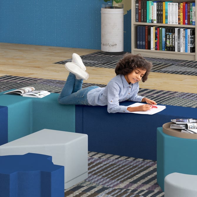 MooreCo all foam soft seating in elementary school library media center