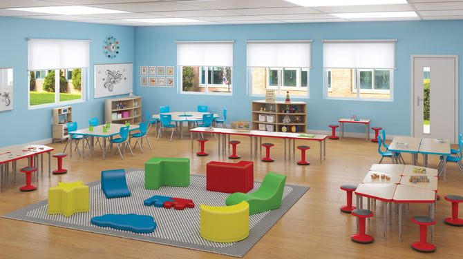 Flexible classroom with MooreCo All Foam Soft Seating