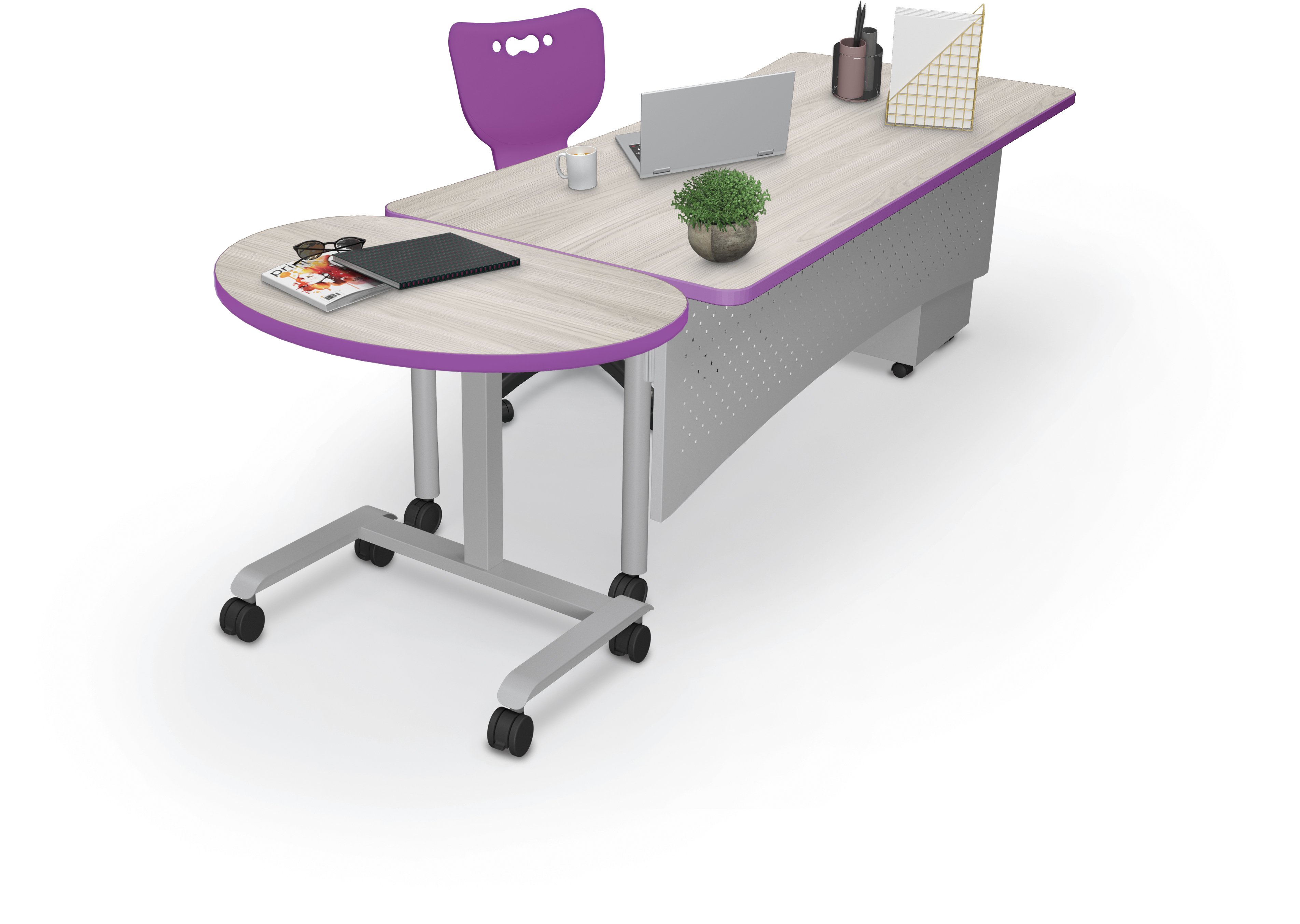 • Avid Modular Desk 7230 Table + Pneumatic End Table w-Props w-Hierarchy 5-Star Chair Master