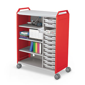 Compass Maxi H3 Cabinet w-Handles No Doors Shelves + Totes w-Props Angle 1 - red - overlay straight