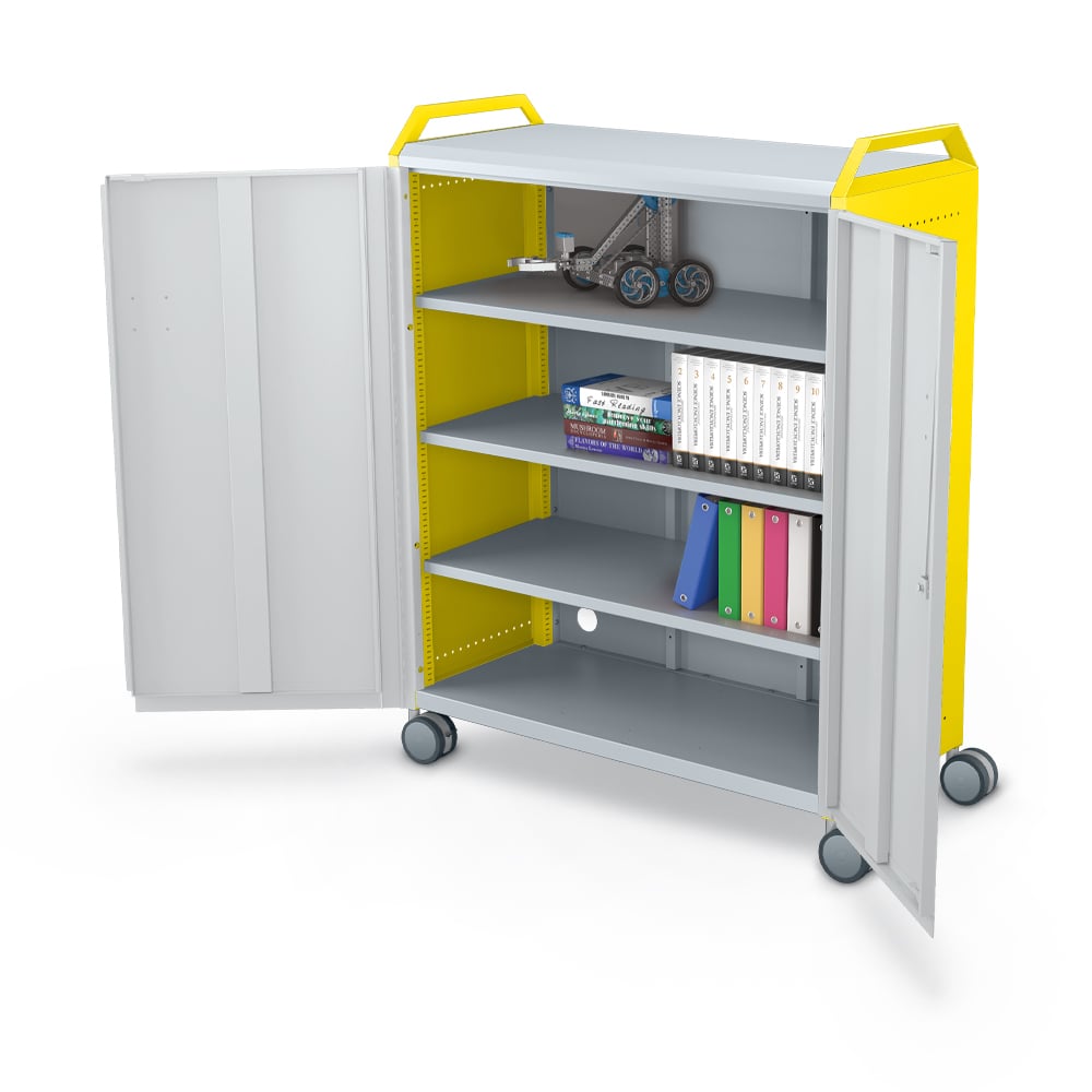 Compass-Maxi-H3-Cabinet-w-Handles-Doors-Open-Shelves-w-Props-Angle-1-yellow