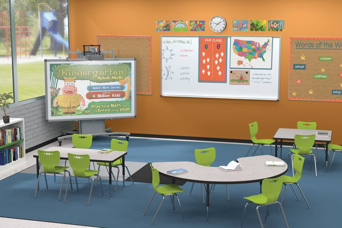 Elementary Classroom with Green Accents