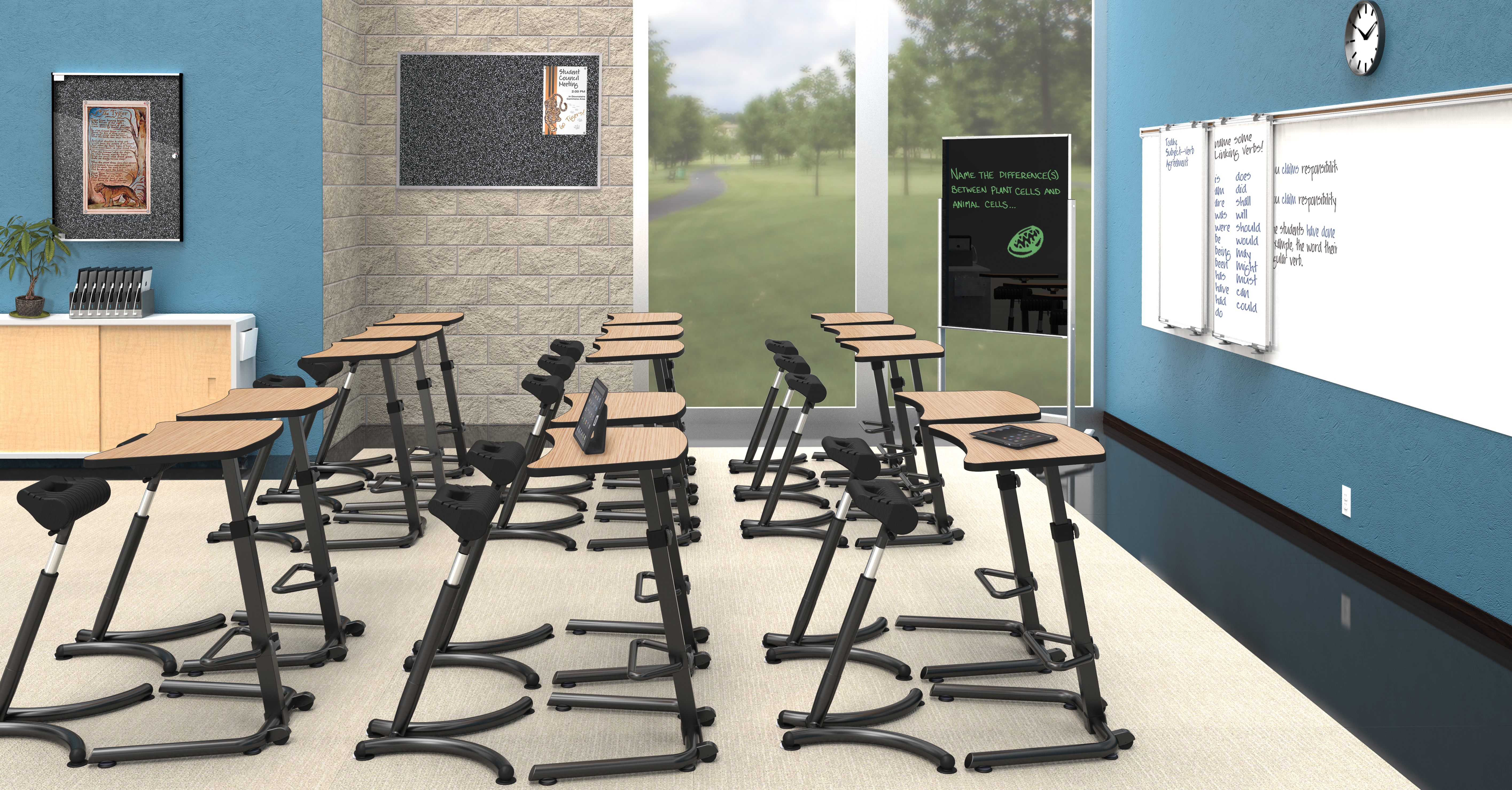 Sit to Stand Pneumatic Student Desk - Classrooms, Tables